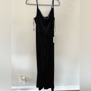 Blue velvet and gold jumpsuit, size medium